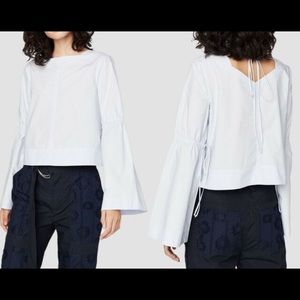Derek Lam 10 Crosby White Poplin Cotton Bell Sleeve Top Size 10 NWT